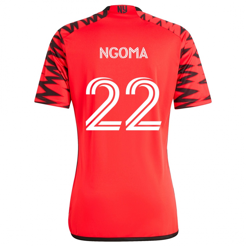 Kinderen Serge Ngoma #22 Rood Zwart Wit Uitshirt Uittenue 2024/25 T-Shirt