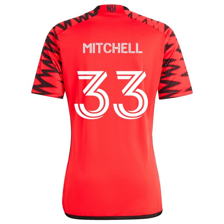 Kinderen Roald Mitchell #33 Rood Zwart Wit Uitshirt Uittenue 2024/25 T-Shirt