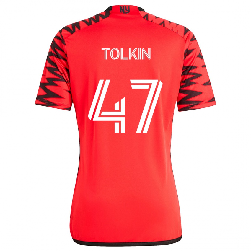 Kinderen John Tolkin #47 Rood Zwart Wit Uitshirt Uittenue 2024/25 T-Shirt