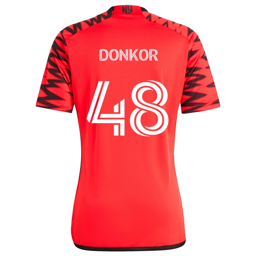 Kinderen Ronald Donkor #48 Rood Zwart Wit Uitshirt Uittenue 2024/25 T-Shirt