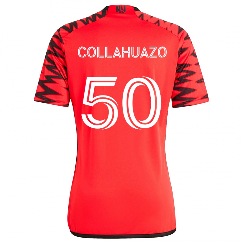 Kinderen Jair Collahuazo #50 Rood Zwart Wit Uitshirt Uittenue 2024/25 T-Shirt