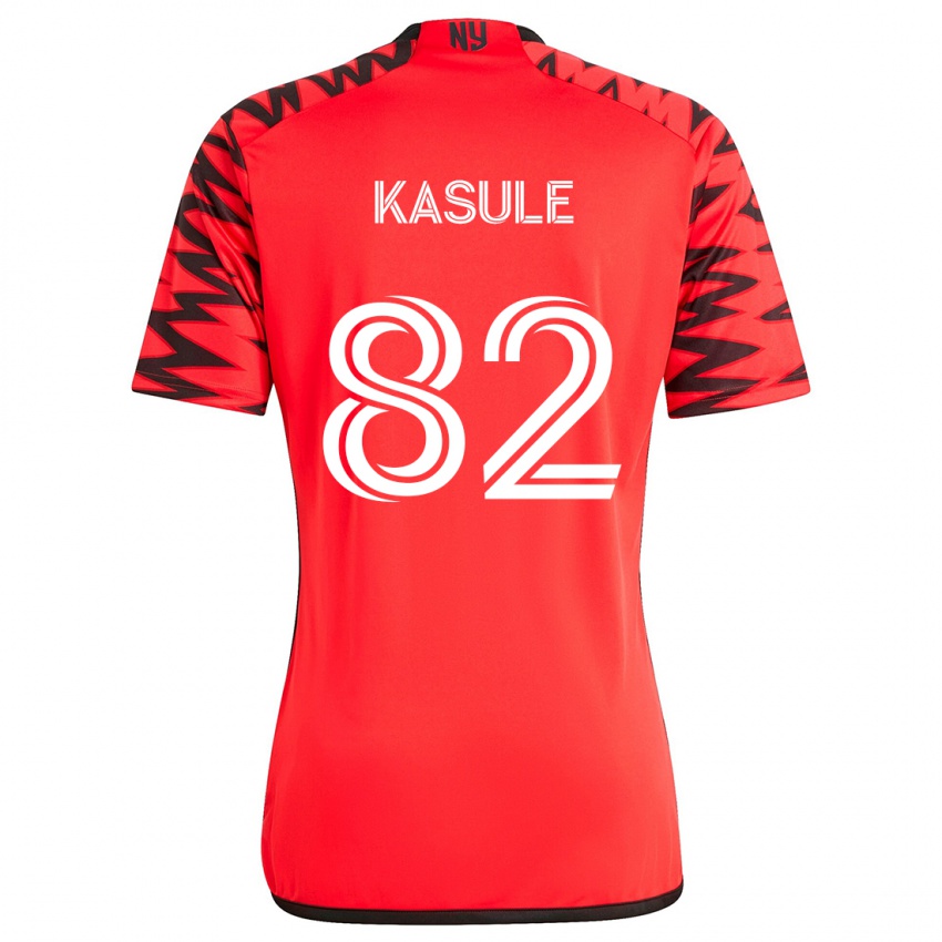 Kinderen Ibrahim Kasule #82 Rood Zwart Wit Uitshirt Uittenue 2024/25 T-Shirt