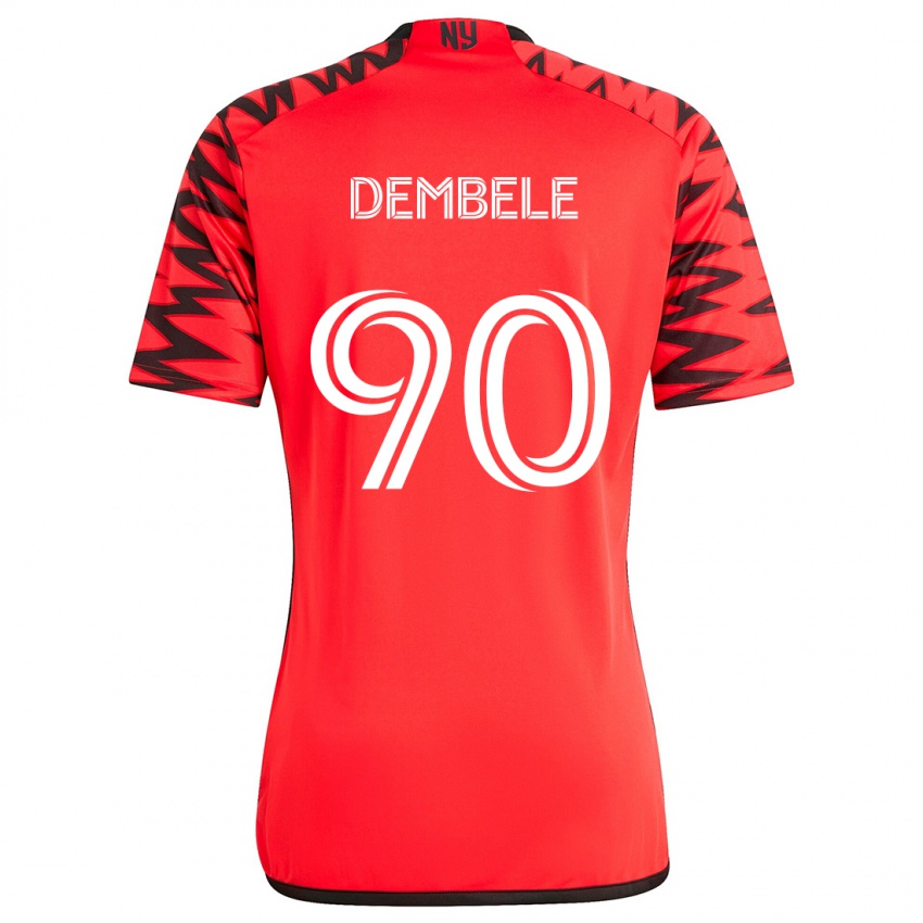 Kinderen Malick Dembele #90 Rood Zwart Wit Uitshirt Uittenue 2024/25 T-Shirt