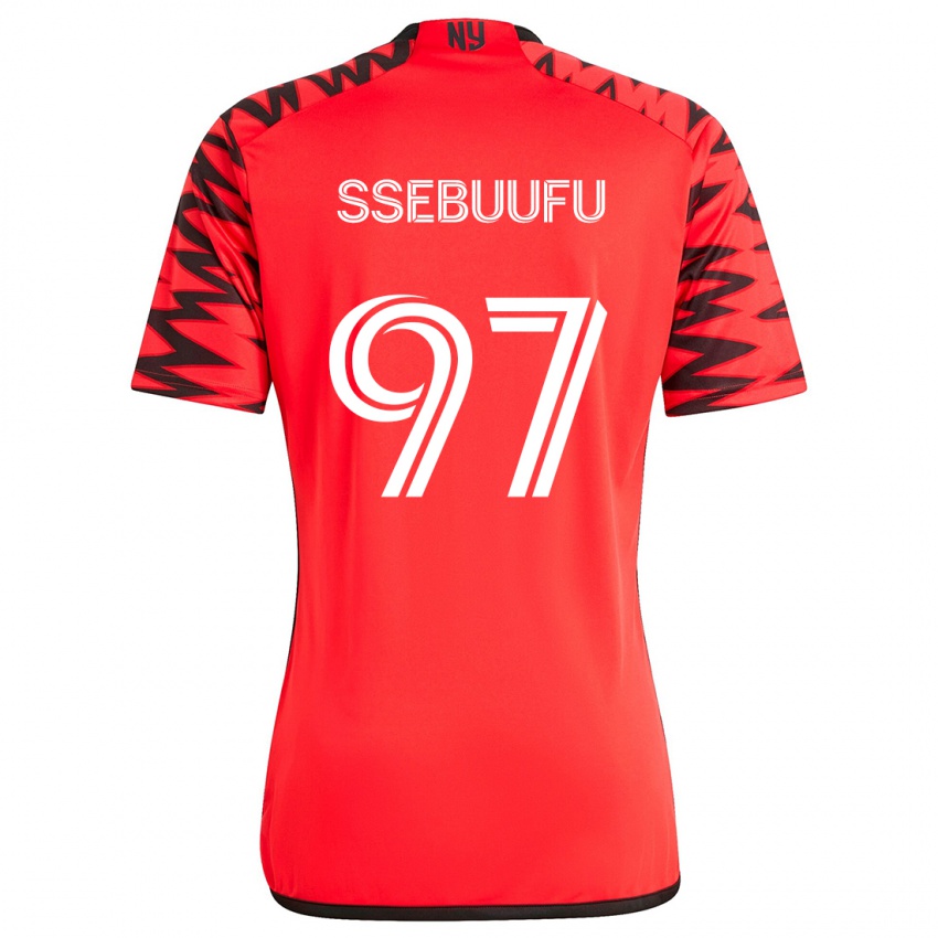 Kinderen Frank Ssebuufu #97 Rood Zwart Wit Uitshirt Uittenue 2024/25 T-Shirt