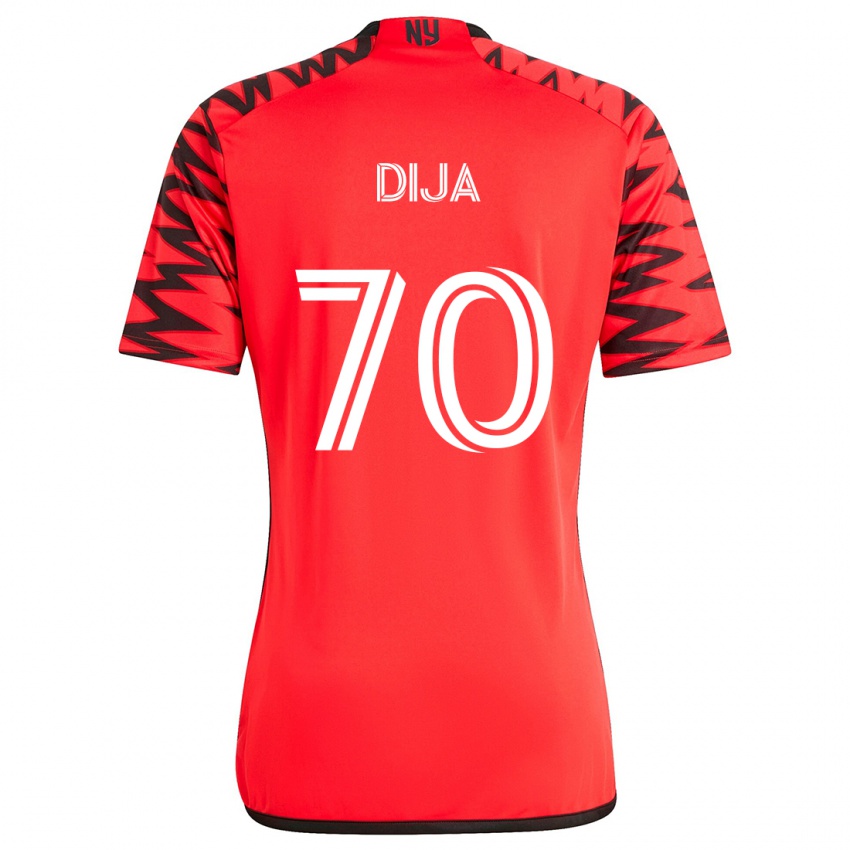 Kinderen Dija #70 Rood Zwart Wit Uitshirt Uittenue 2024/25 T-Shirt