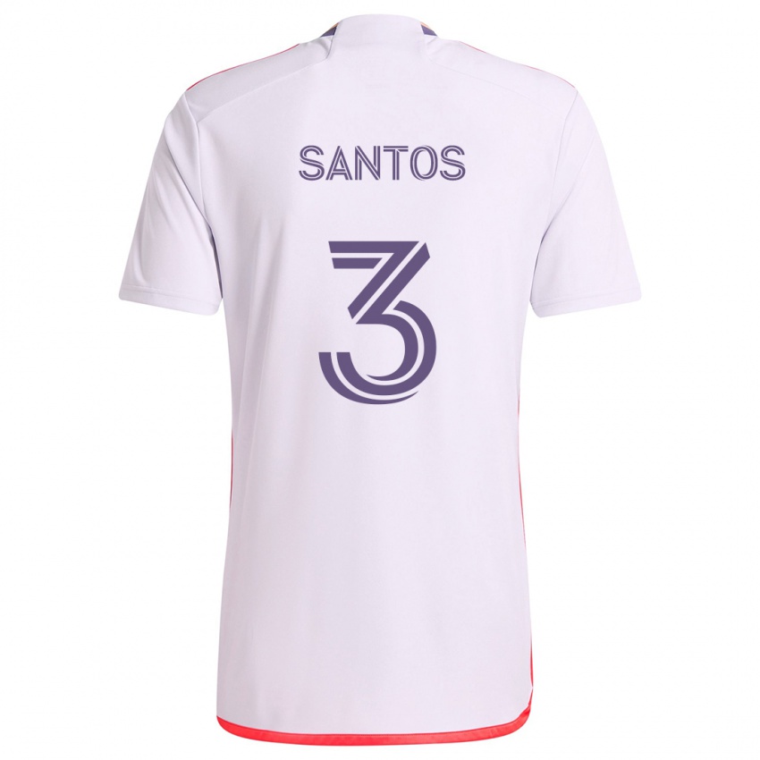 Kinderen Rafael Santos #3 Wit Rood Paars Uitshirt Uittenue 2024/25 T-Shirt