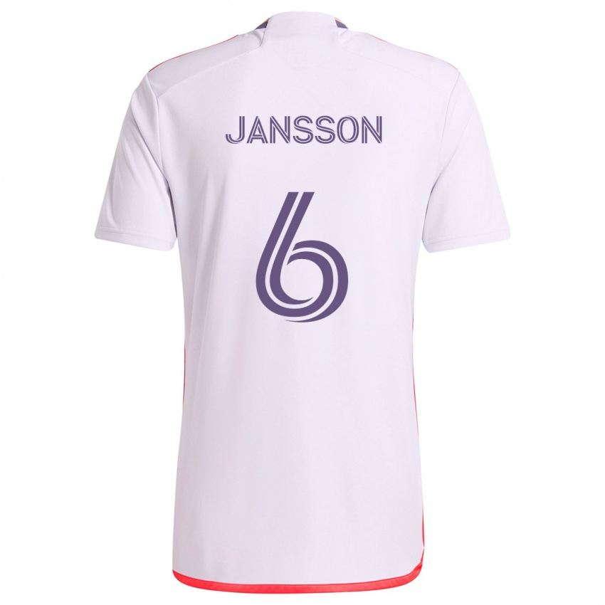 Kinderen Robin Jansson #6 Wit Rood Paars Uitshirt Uittenue 2024/25 T-Shirt