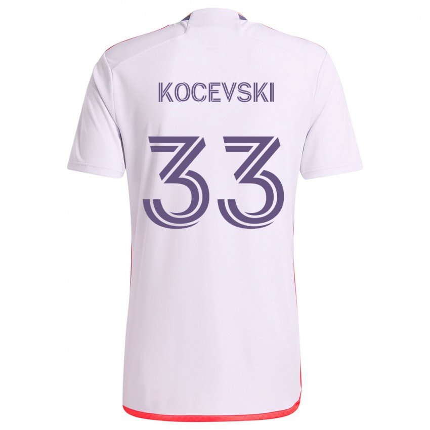 Kinderen Jeorgio Kocevski #33 Wit Rood Paars Uitshirt Uittenue 2024/25 T-Shirt