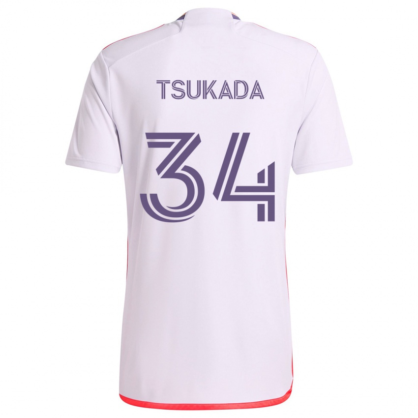 Kinderen Yutaro Tsukada #34 Wit Rood Paars Uitshirt Uittenue 2024/25 T-Shirt