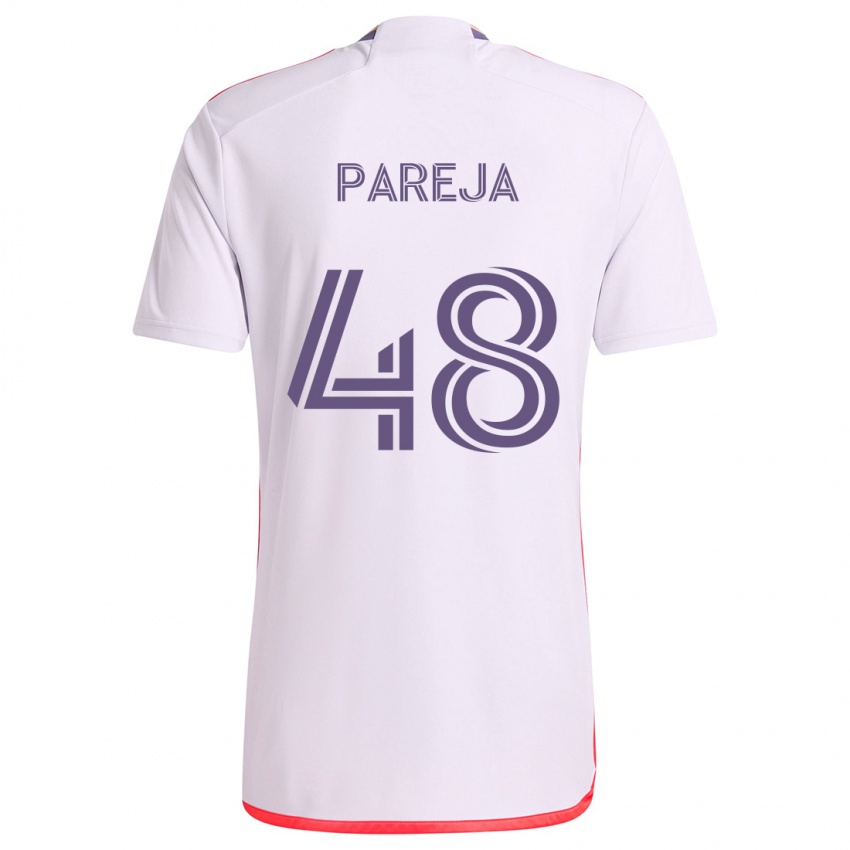 Kinderen Diego Pareja #48 Wit Rood Paars Uitshirt Uittenue 2024/25 T-Shirt