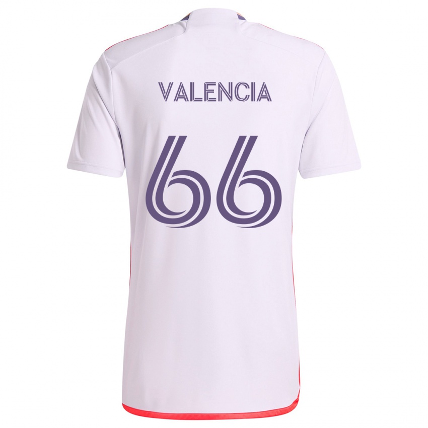 Kinderen Yeiler Valencia #66 Wit Rood Paars Uitshirt Uittenue 2024/25 T-Shirt