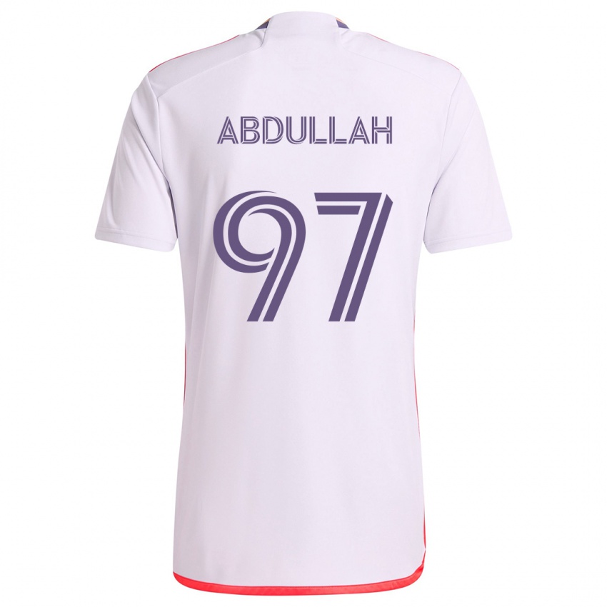 Kinderen Majed Abdullah #97 Wit Rood Paars Uitshirt Uittenue 2024/25 T-Shirt