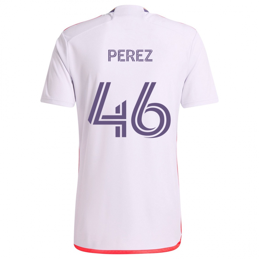 Kinderen Franco Pérez #46 Wit Rood Paars Uitshirt Uittenue 2024/25 T-Shirt