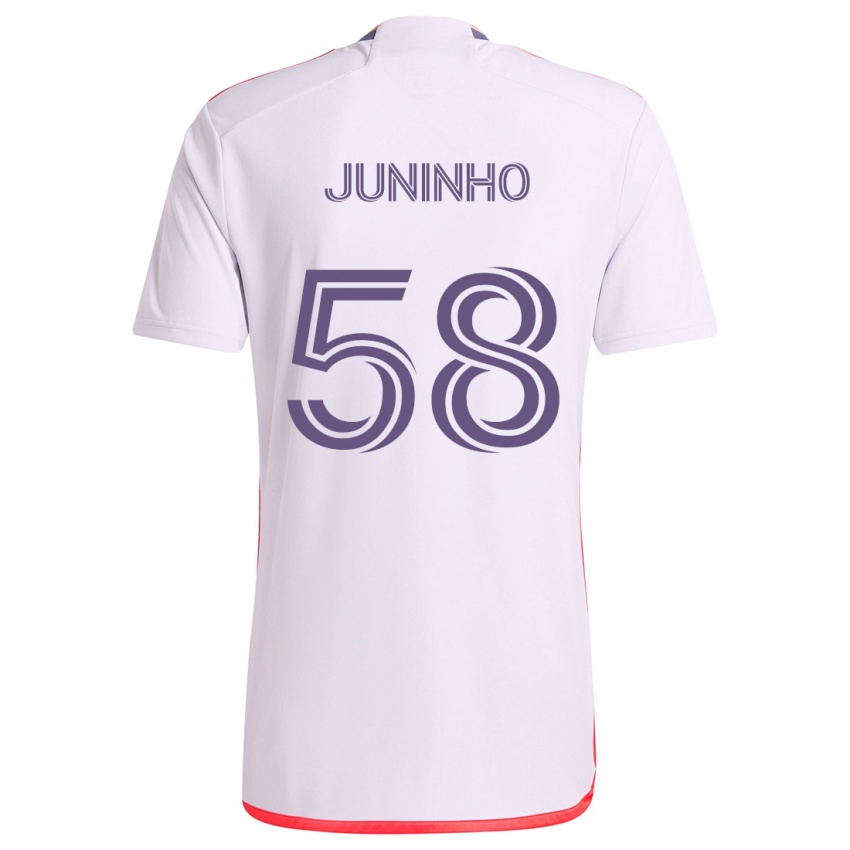 Kinderen Juninho #58 Wit Rood Paars Uitshirt Uittenue 2024/25 T-Shirt