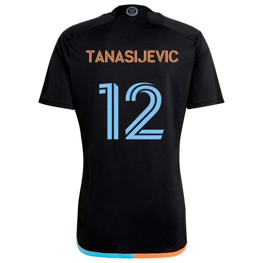 Kinderen Strahinja Tanasijevic #12 Zwart Oranje Blauw Uitshirt Uittenue 2024/25 T-Shirt