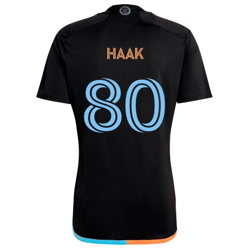 Kinderen Justin Haak #80 Zwart Oranje Blauw Uitshirt Uittenue 2024/25 T-Shirt