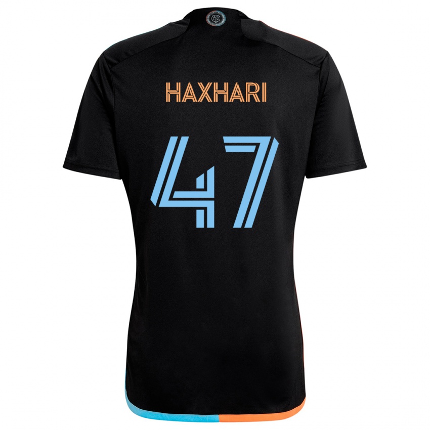 Kinderen Klevis Haxhari #47 Zwart Oranje Blauw Uitshirt Uittenue 2024/25 T-Shirt