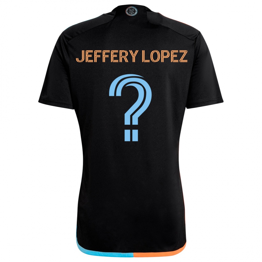 Kinderen Jeffery López #0 Zwart Oranje Blauw Uitshirt Uittenue 2024/25 T-Shirt