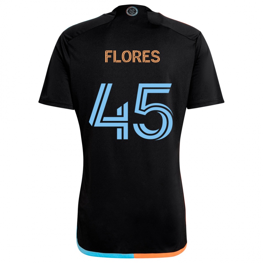 Kinderen Brian Flores #45 Zwart Oranje Blauw Uitshirt Uittenue 2024/25 T-Shirt