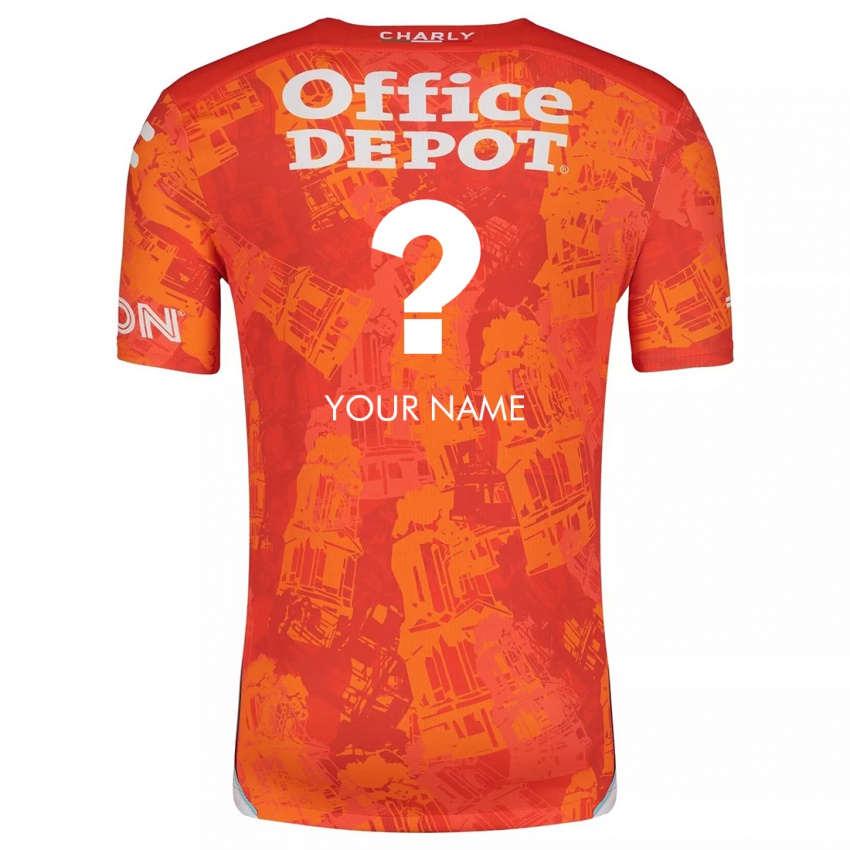 Kinderen Uw Naam #0 Oranje Wit Uitshirt Uittenue 2024/25 T-Shirt