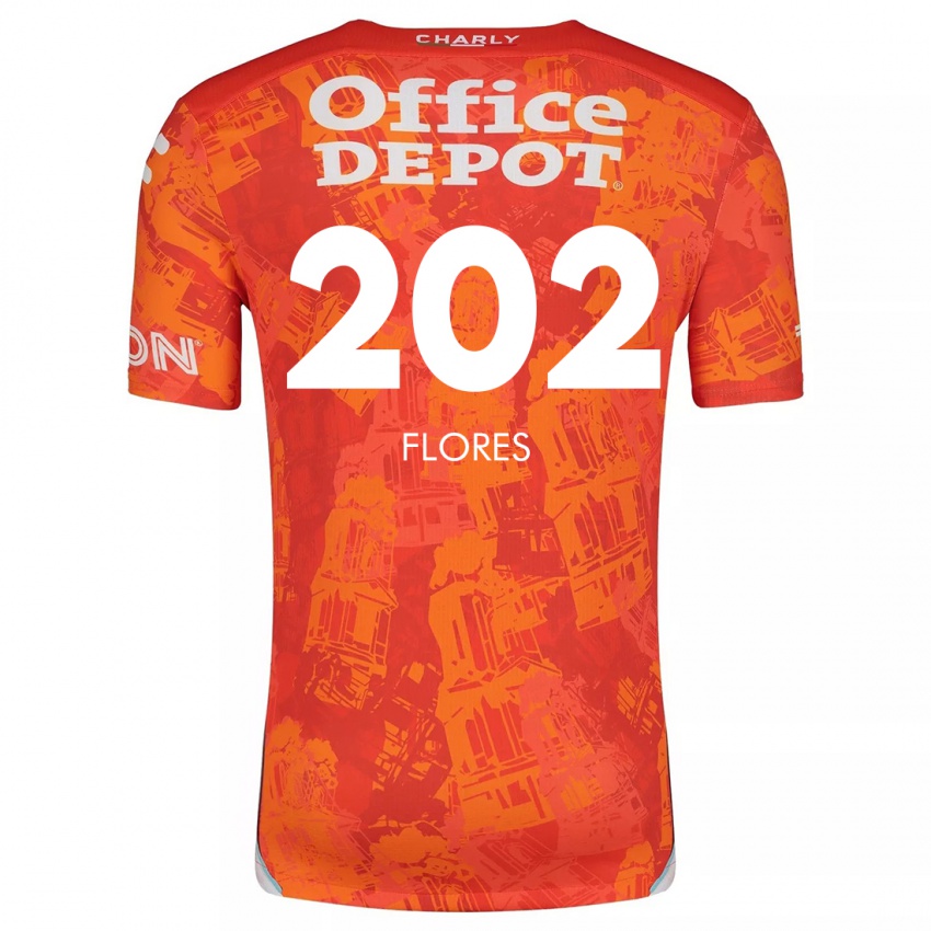 Kinderen Luis Flores #202 Oranje Wit Uitshirt Uittenue 2024/25 T-Shirt