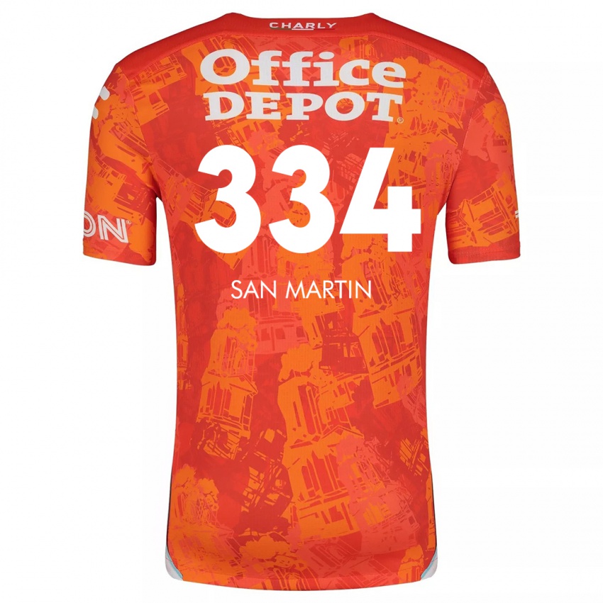 Kinderen Uziel San Martín #334 Oranje Wit Uitshirt Uittenue 2024/25 T-Shirt