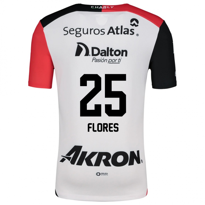 Kinderen Leonardo Flores #25 Wit Rood Zwart Uitshirt Uittenue 2024/25 T-Shirt