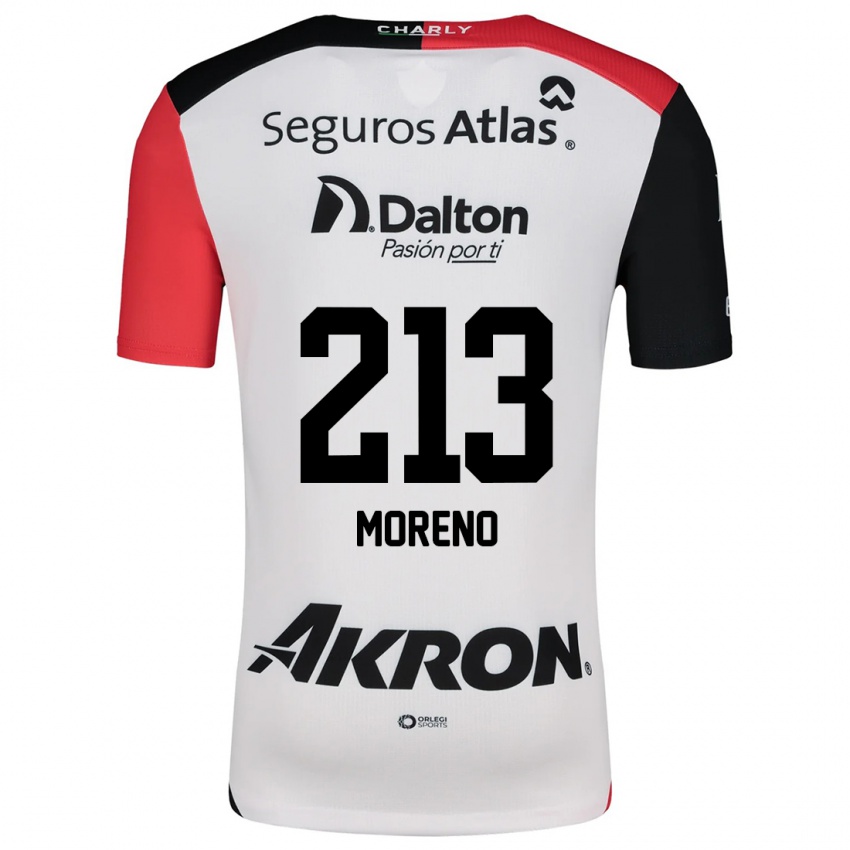 Kinderen Eduardo Moreno #213 Wit Rood Zwart Uitshirt Uittenue 2024/25 T-Shirt