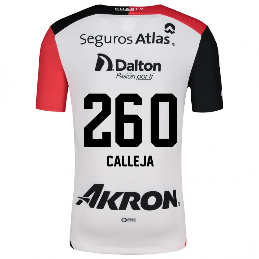 Kinderen Diego Calleja #260 Wit Rood Zwart Uitshirt Uittenue 2024/25 T-Shirt