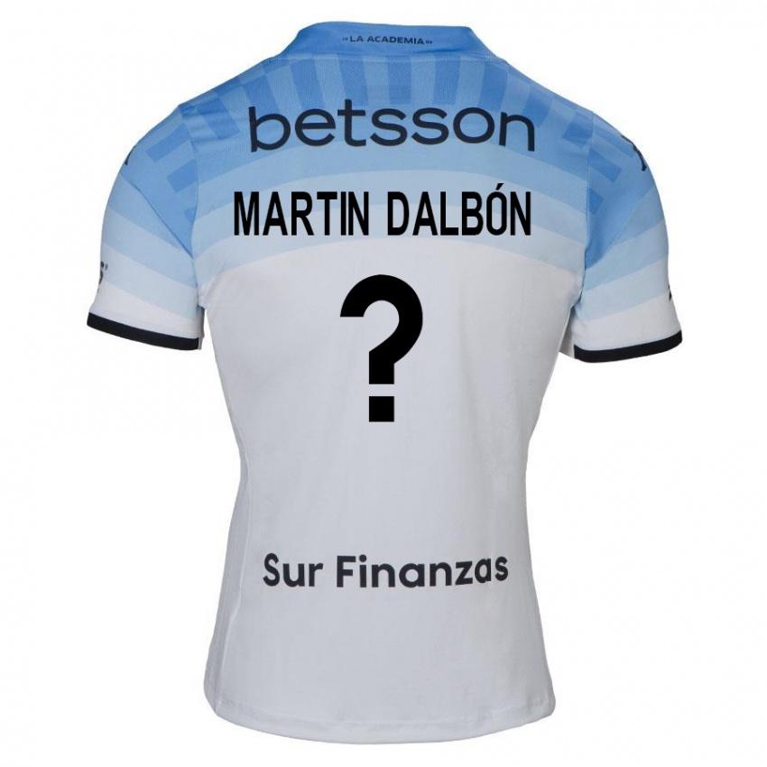 Kinderen Juan Martin Dalbón #0 Wit Blauw Zwart Uitshirt Uittenue 2024/25 T-Shirt