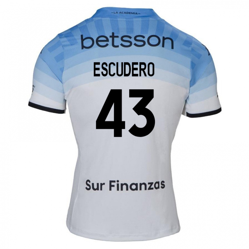 Kinderen Gonzalo Escudero #43 Wit Blauw Zwart Uitshirt Uittenue 2024/25 T-Shirt