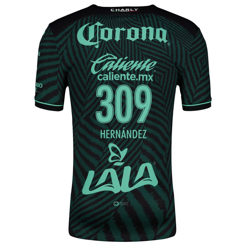 Kinderen Julio Hernández #309 Zwart Groen Uitshirt Uittenue 2024/25 T-Shirt