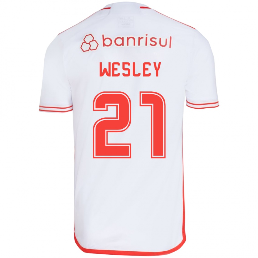 Kinderen Wesley #21 Wit Rood Uitshirt Uittenue 2024/25 T-Shirt