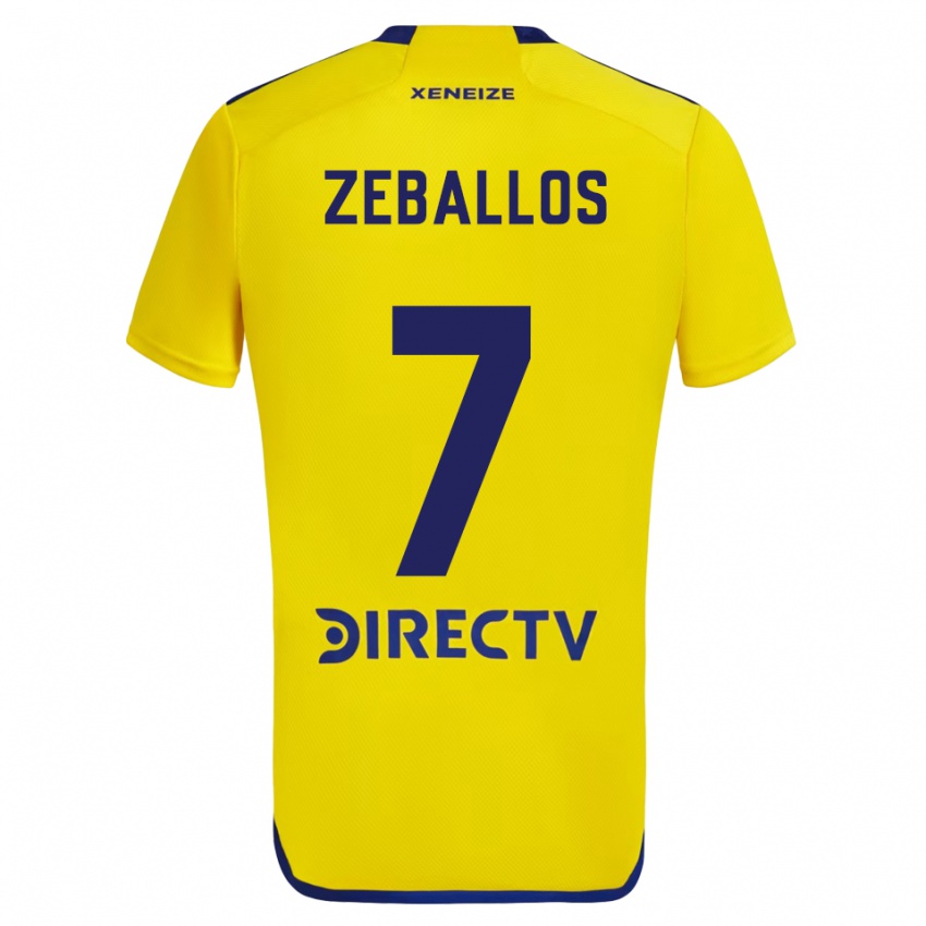 Kinderen Exequiel Zeballos #7 Geel Blauw Uitshirt Uittenue 2024/25 T-Shirt