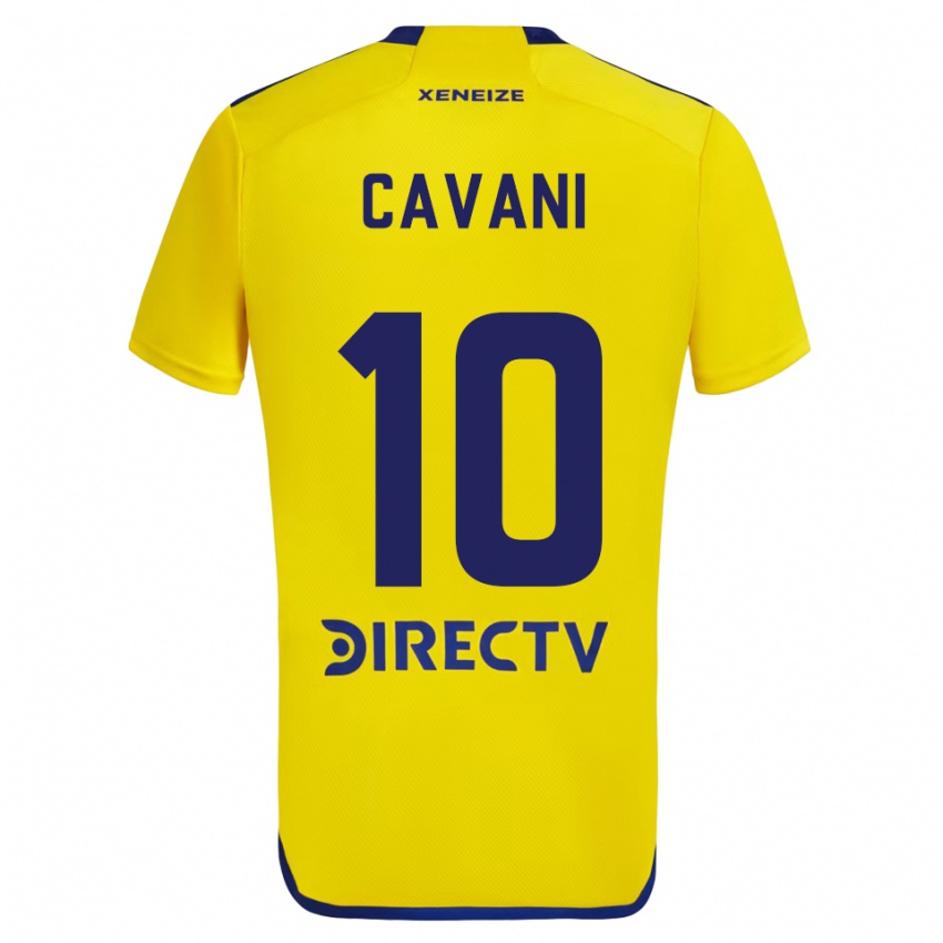 Kinderen Edinson Cavani #10 Geel Blauw Uitshirt Uittenue 2024/25 T-Shirt