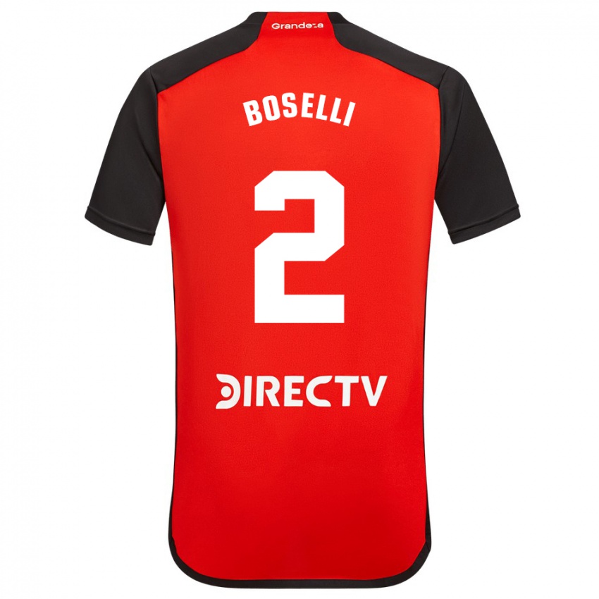 Kinderen Sebastián Boselli #2 Rood Zwart Wit Uitshirt Uittenue 2024/25 T-Shirt