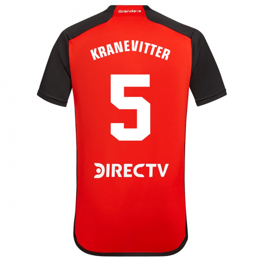 Kinderen Matías Kranevitter #5 Rood Zwart Wit Uitshirt Uittenue 2024/25 T-Shirt