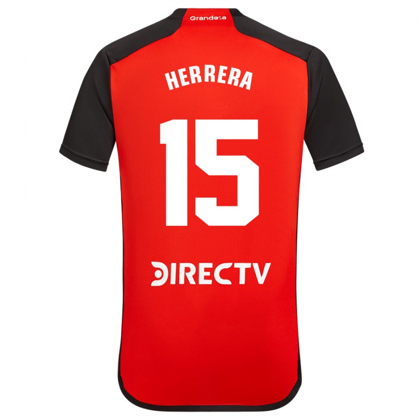 Kinderen Andrés Herrera #15 Rood Zwart Wit Uitshirt Uittenue 2024/25 T-Shirt