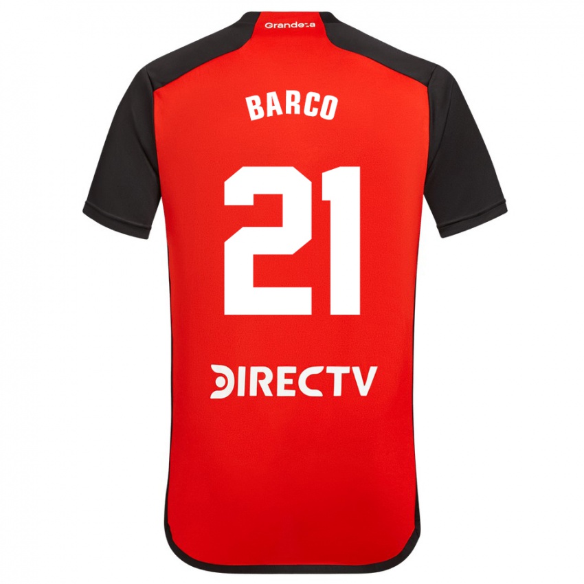 Kinderen Esequiel Barco #21 Rood Zwart Wit Uitshirt Uittenue 2024/25 T-Shirt