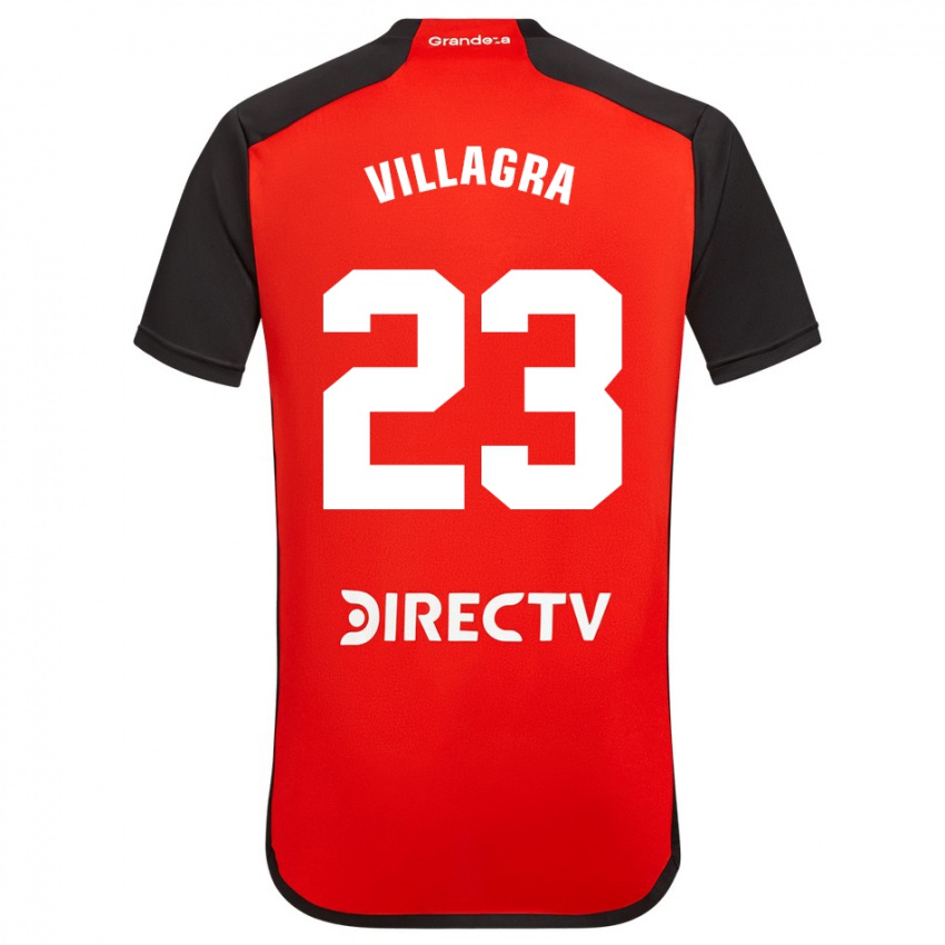 Kinderen Rodrigo Villagra #23 Rood Zwart Wit Uitshirt Uittenue 2024/25 T-Shirt