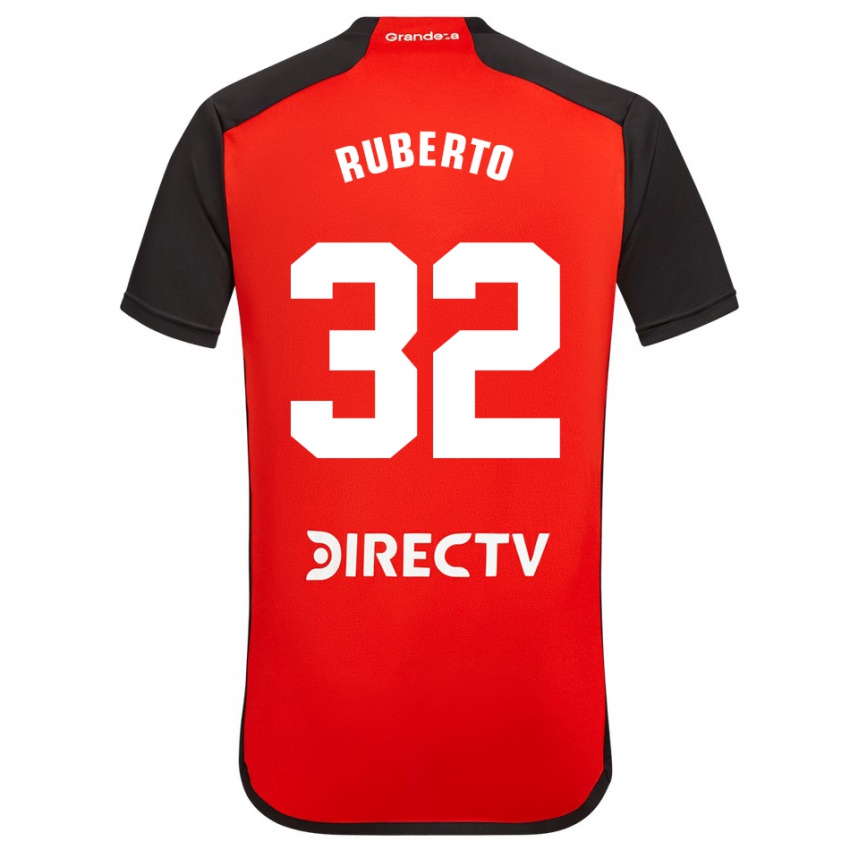 Kinderen Agustín Ruberto #32 Rood Zwart Wit Uitshirt Uittenue 2024/25 T-Shirt