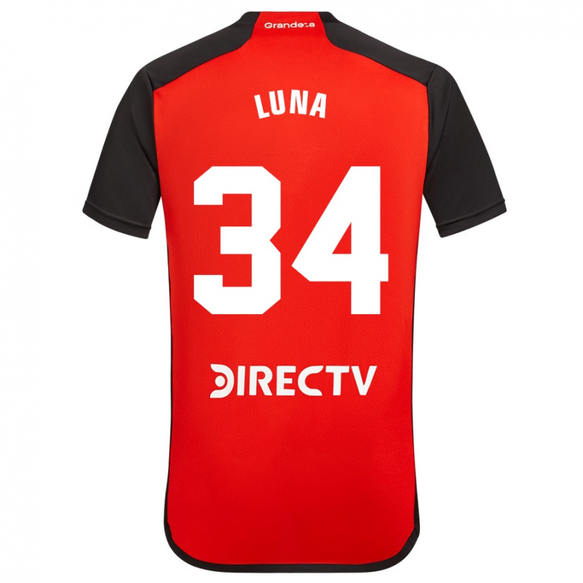 Kinderen Jonás Luna #34 Rood Zwart Wit Uitshirt Uittenue 2024/25 T-Shirt