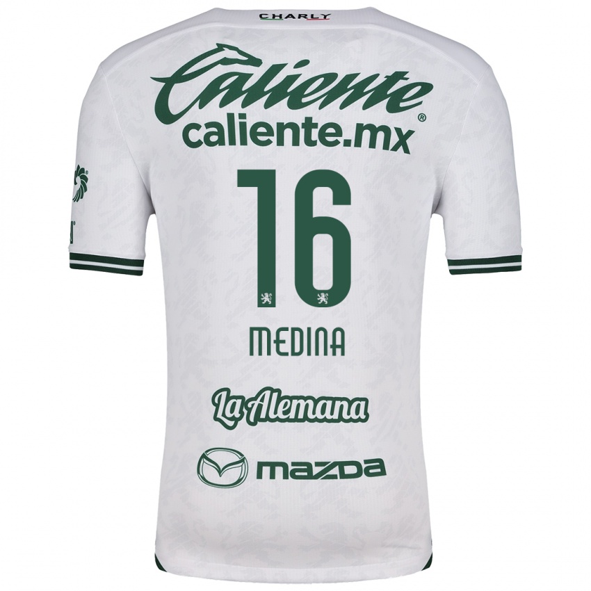 Kinderen Alan Medina #16 Wit Groen Uitshirt Uittenue 2024/25 T-Shirt