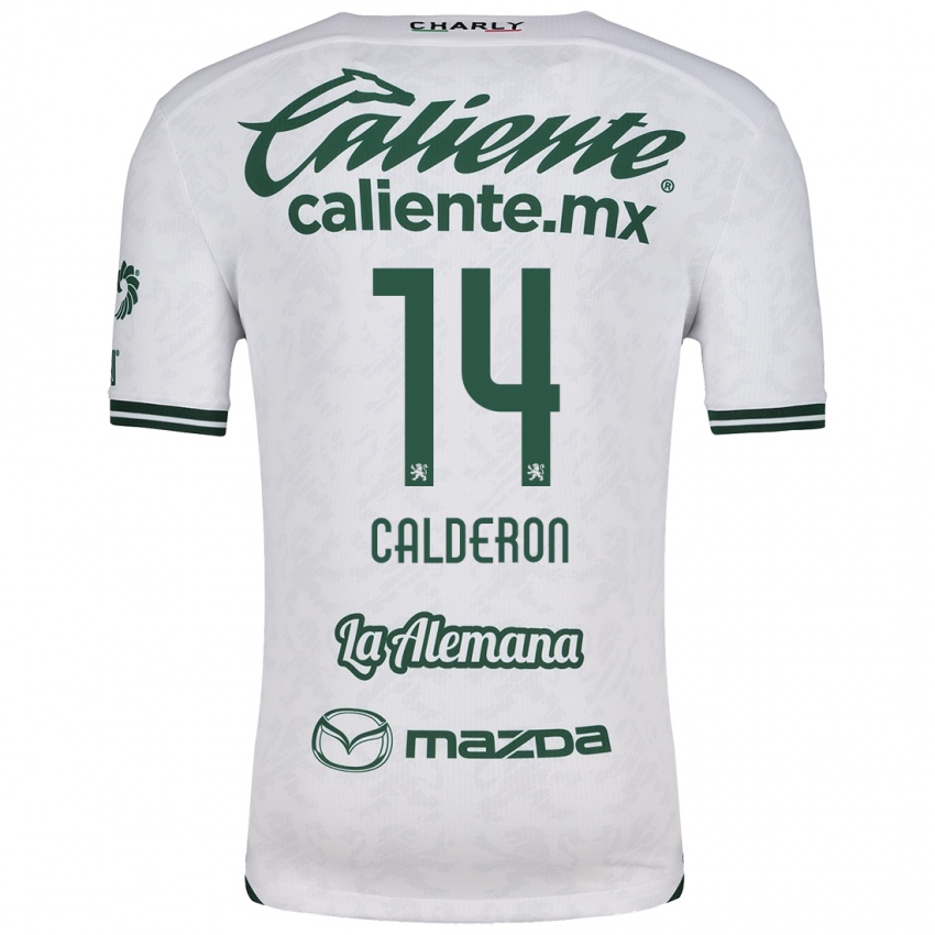 Kinderen Daniela Calderón #14 Wit Groen Uitshirt Uittenue 2024/25 T-Shirt