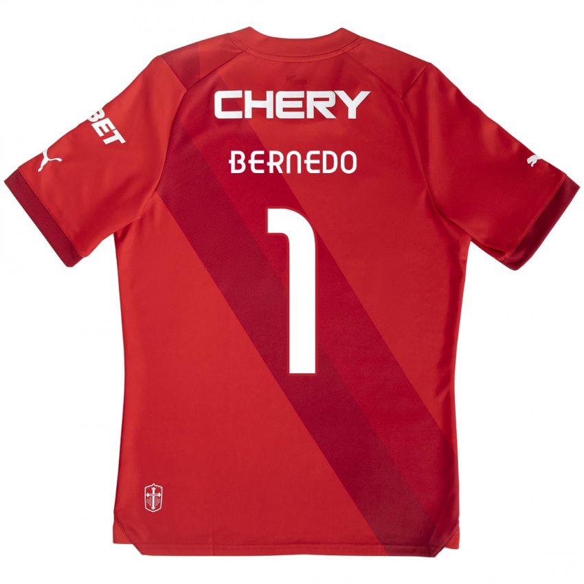 Kinderen Vicente Bernedo #1 Rood Wit Uitshirt Uittenue 2024/25 T-Shirt