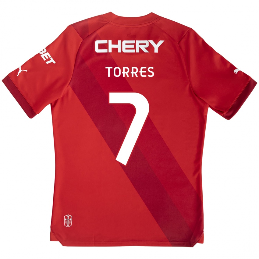 Kinderen Joaquín Torres #7 Rood Wit Uitshirt Uittenue 2024/25 T-Shirt