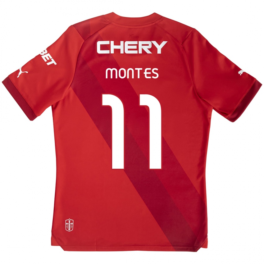 Kinderen Clemente Montes #11 Rood Wit Uitshirt Uittenue 2024/25 T-Shirt