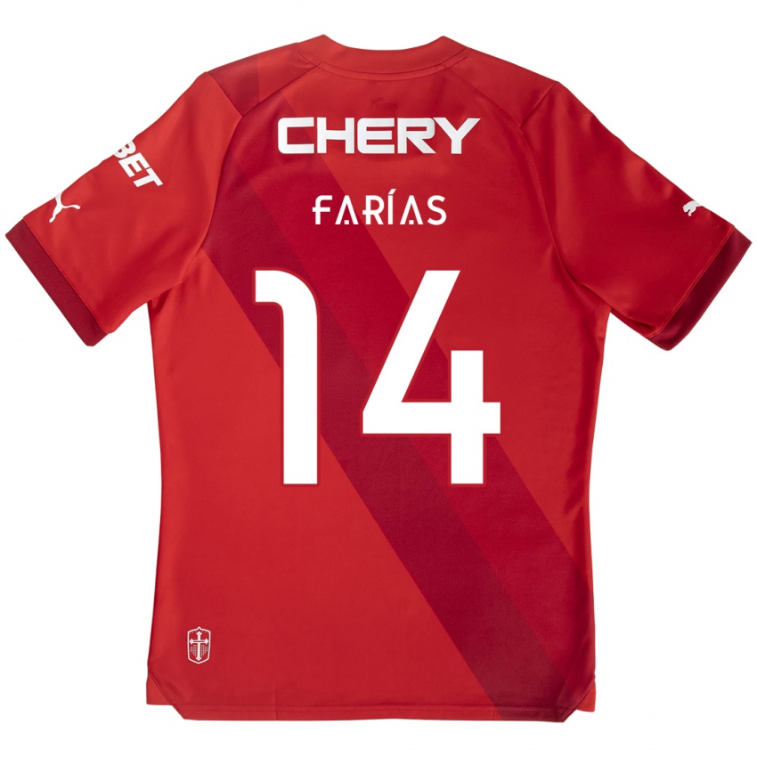 Kinderen Agustín Farías #14 Rood Wit Uitshirt Uittenue 2024/25 T-Shirt