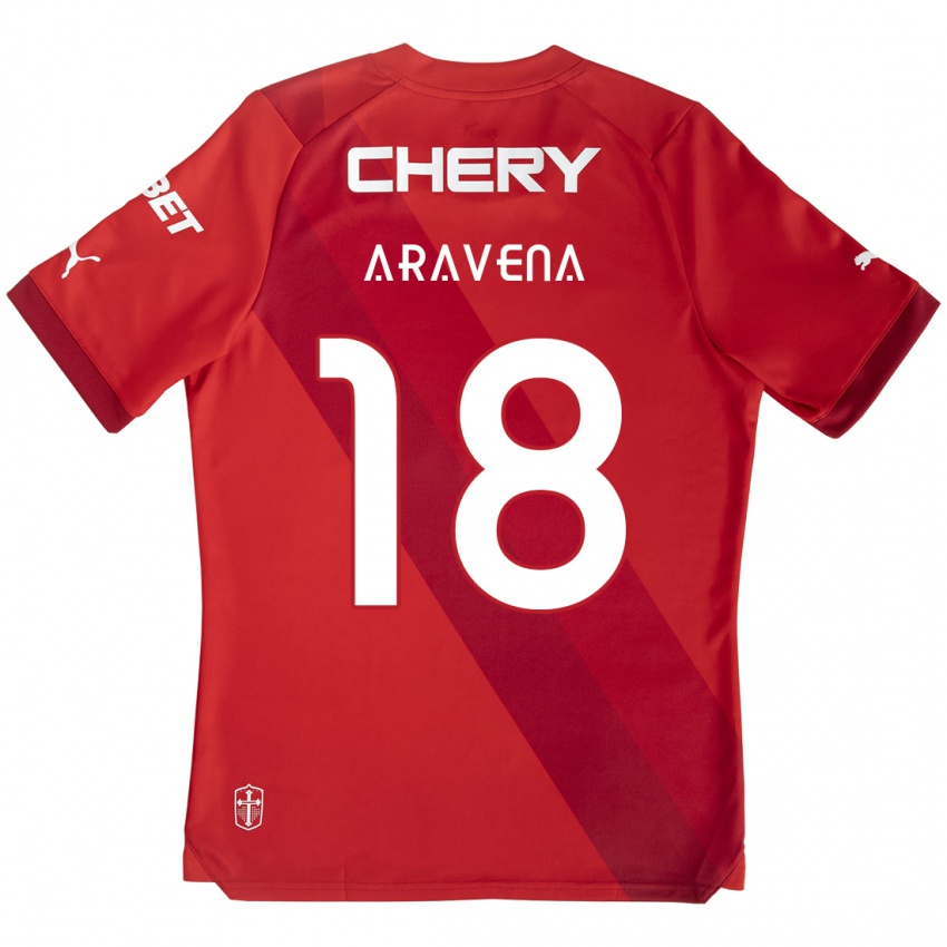 Kinderen Alexander Aravena #18 Rood Wit Uitshirt Uittenue 2024/25 T-Shirt