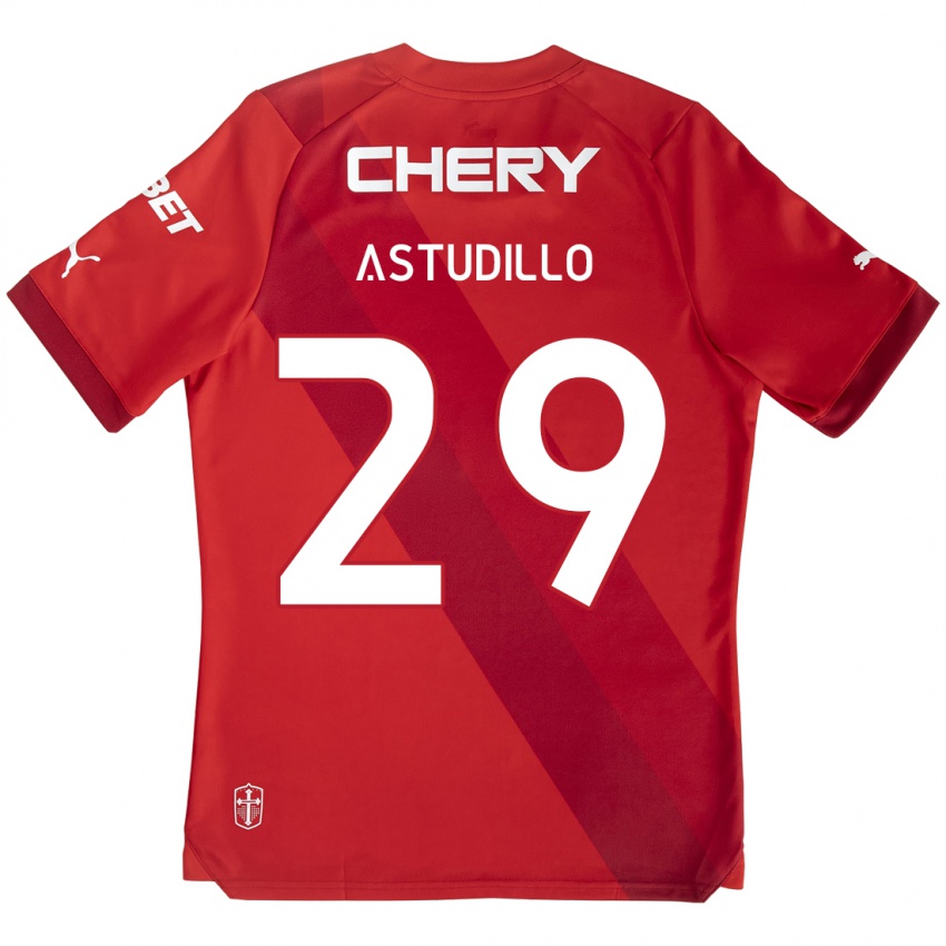 Kinderen Aaron Astudillo #29 Rood Wit Uitshirt Uittenue 2024/25 T-Shirt